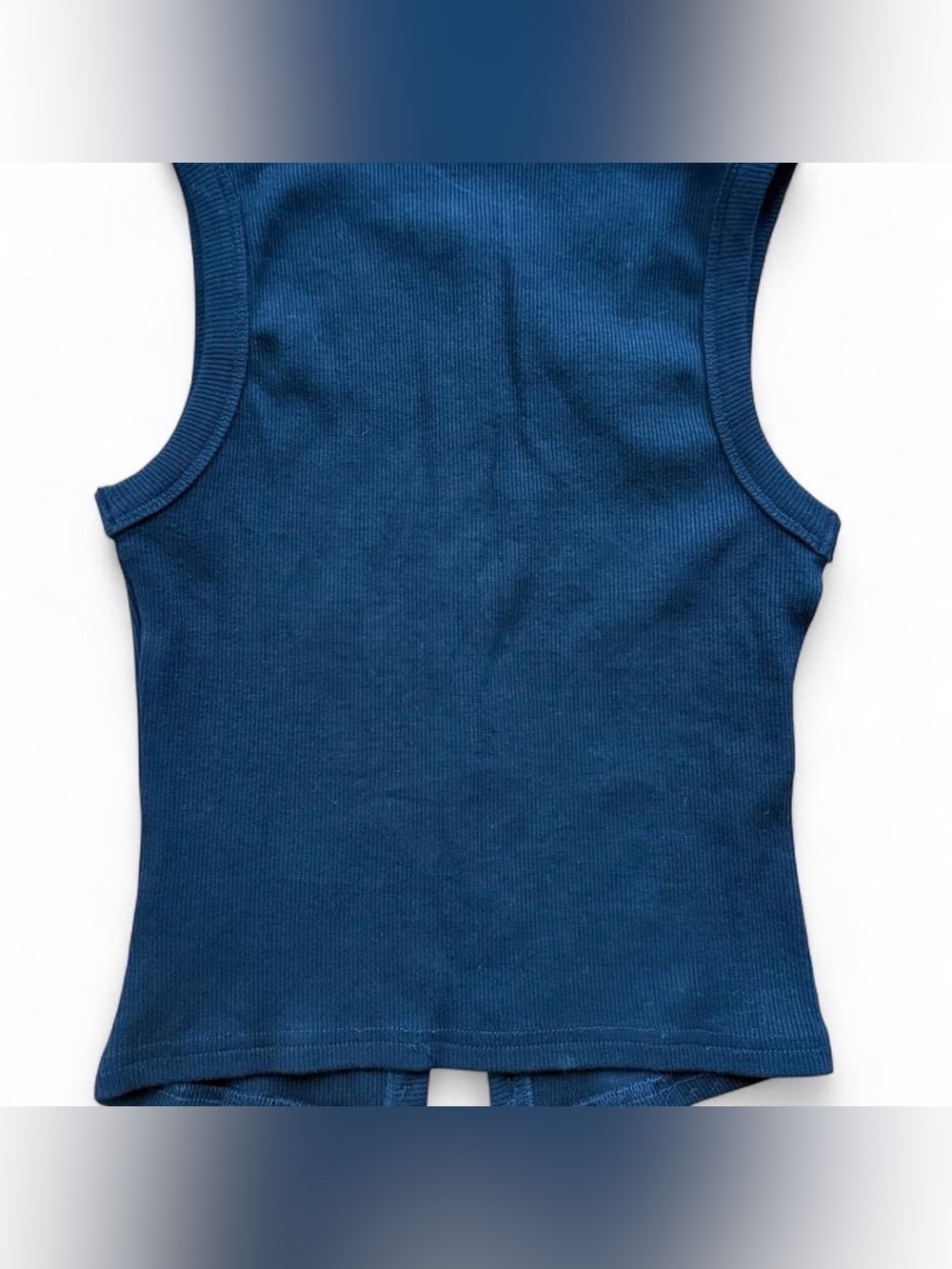 Edikted Navy Sleeveless Button-Front Rib Knit Tank - Picture 2 of 3